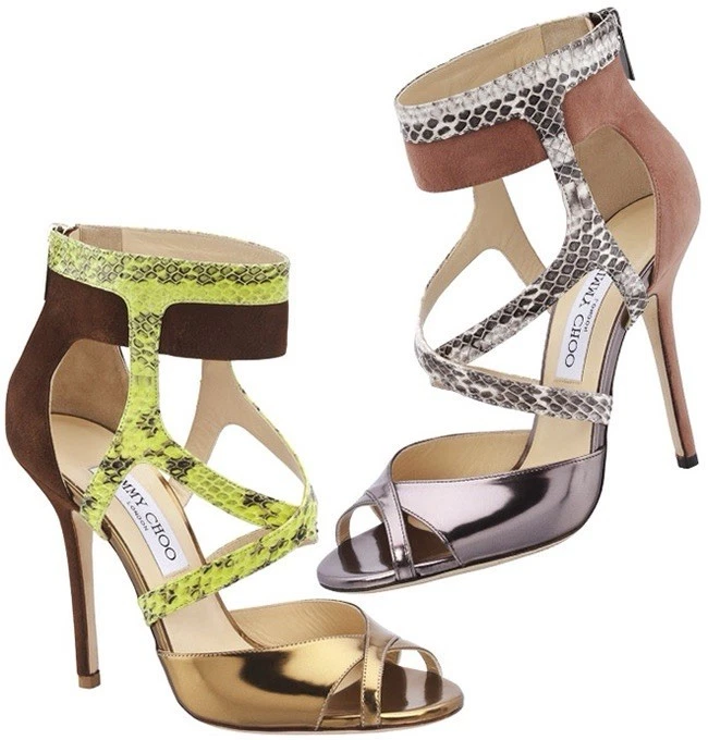 Jimmy Choo Freesia Pewter 麂皮绒 Python 金属凉鞋 高跟鞋 36-