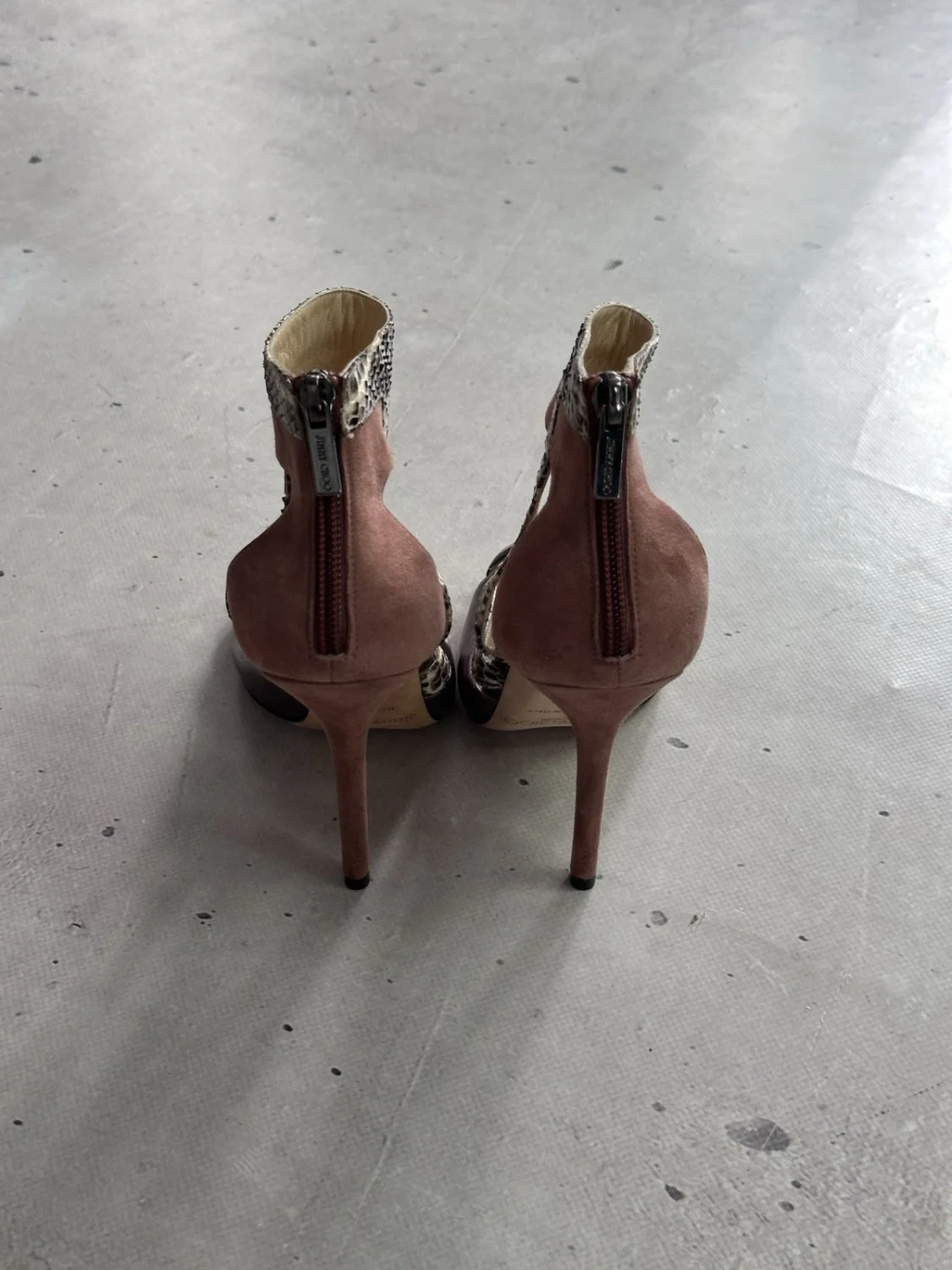 Jimmy Choo Freesia Pewter 麂皮绒 Python 金属凉鞋 高跟鞋 36-