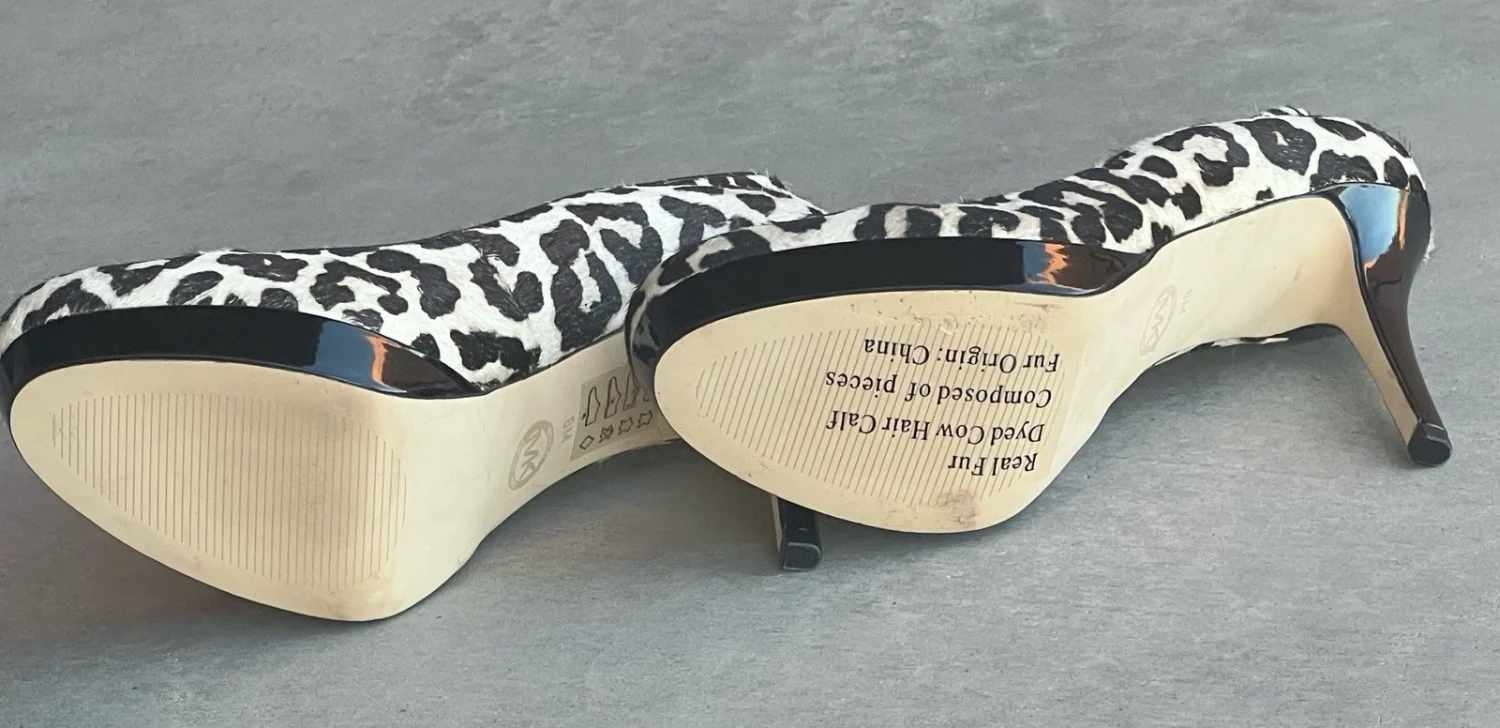 MICHAEL Michael Kors 豹纹小腿毛细高跟鞋厚底高跟鞋 8M 码-