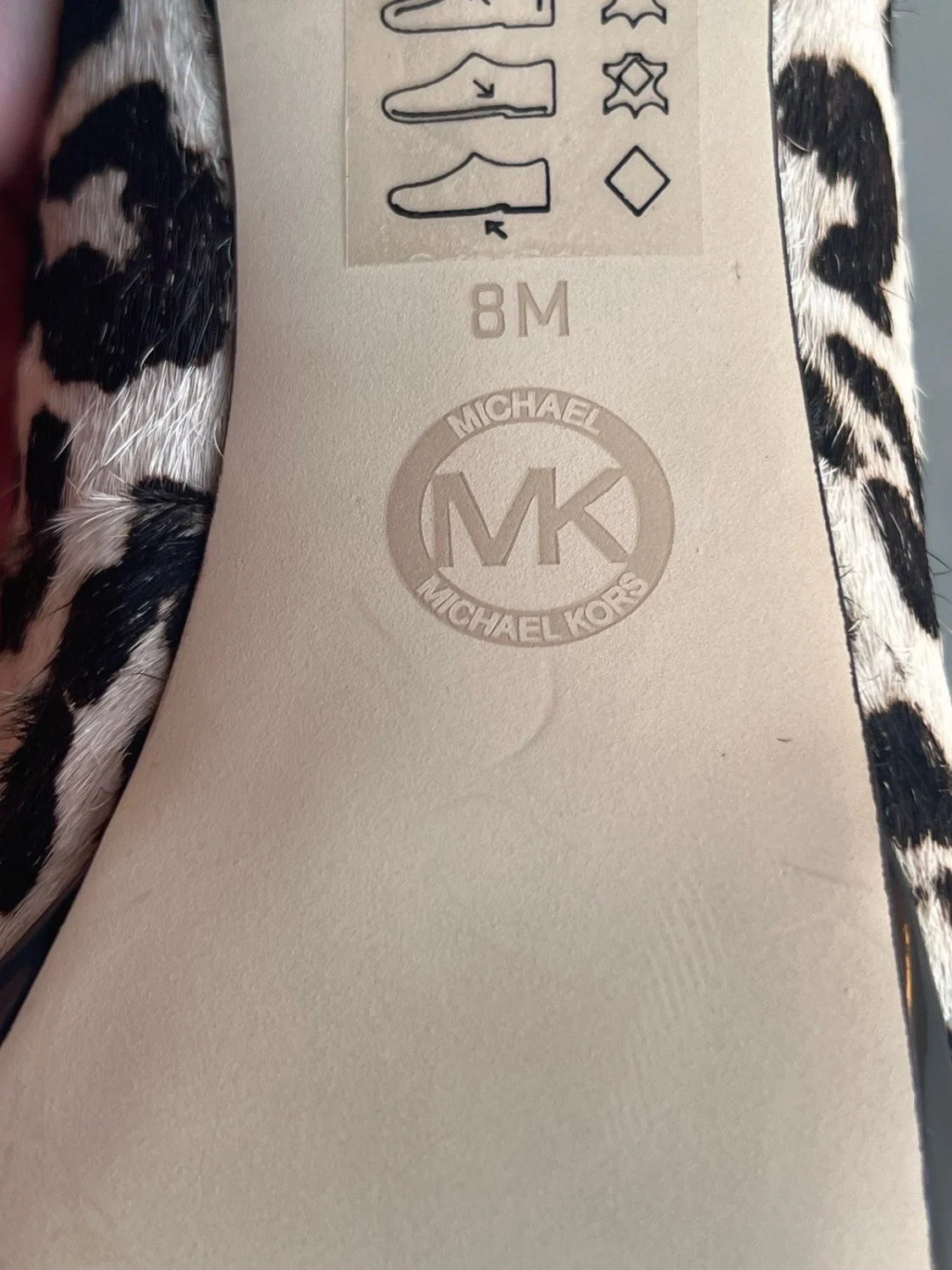 MICHAEL Michael Kors 豹纹小腿毛细高跟鞋厚底高跟鞋 8M 码-