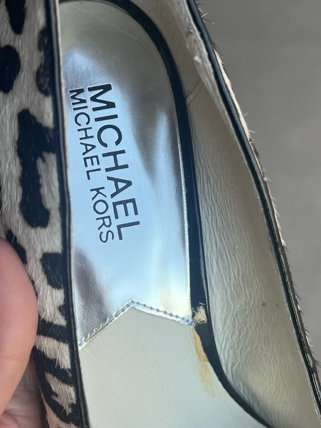 MICHAEL Michael Kors 豹纹小腿毛细高跟鞋厚底高跟鞋 8M 码-
