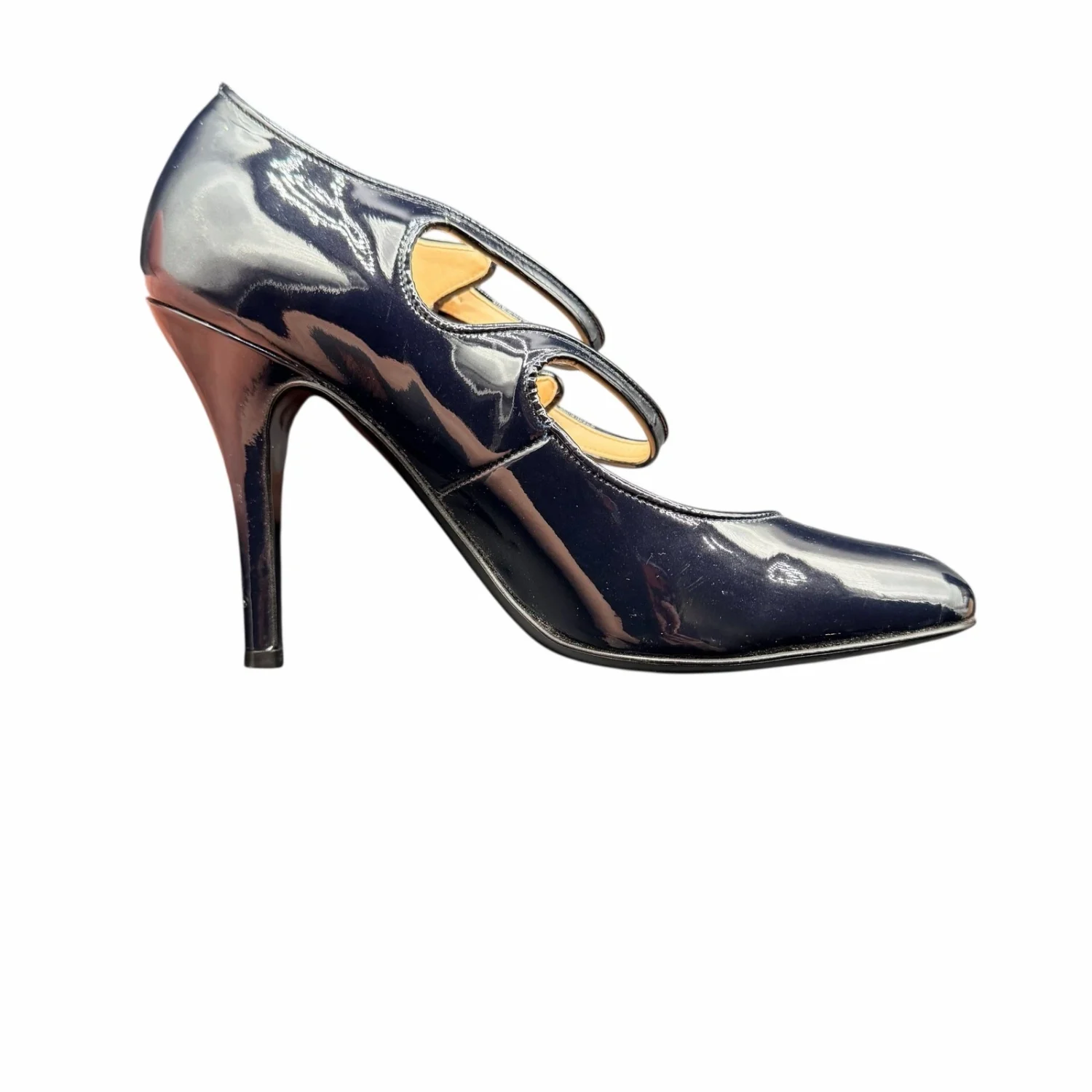 J.Crew Mona 海军蓝漆皮双带 Mary Jane 高跟鞋 8 码-