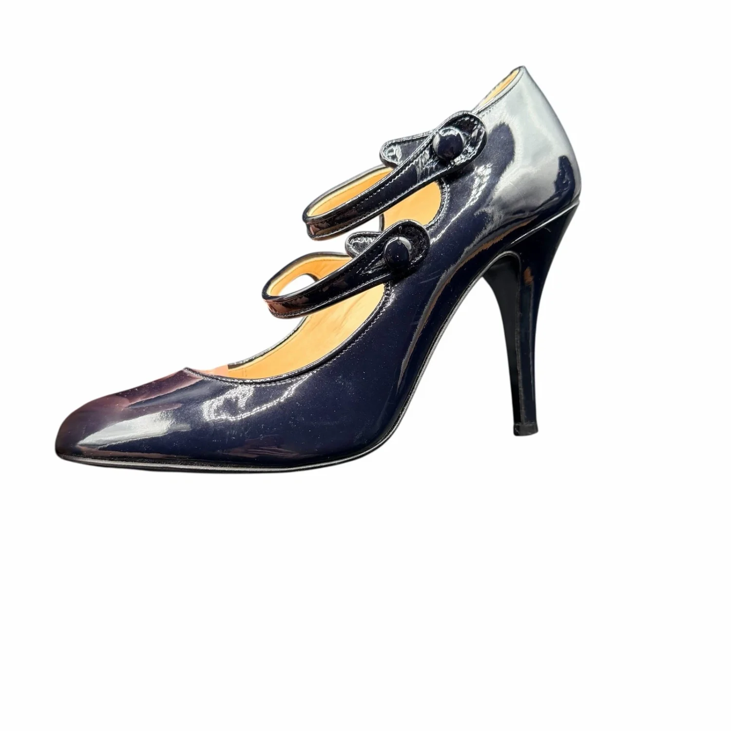 J.Crew Mona 海军蓝漆皮双带 Mary Jane 高跟鞋 8 码-