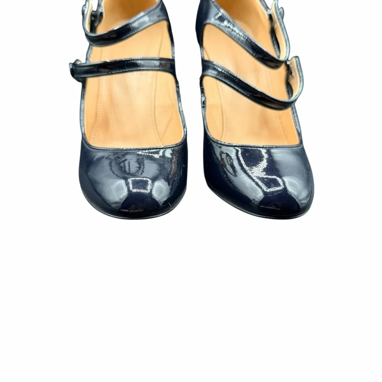 J.Crew Mona 海军蓝漆皮双带 Mary Jane 高跟鞋 8 码-