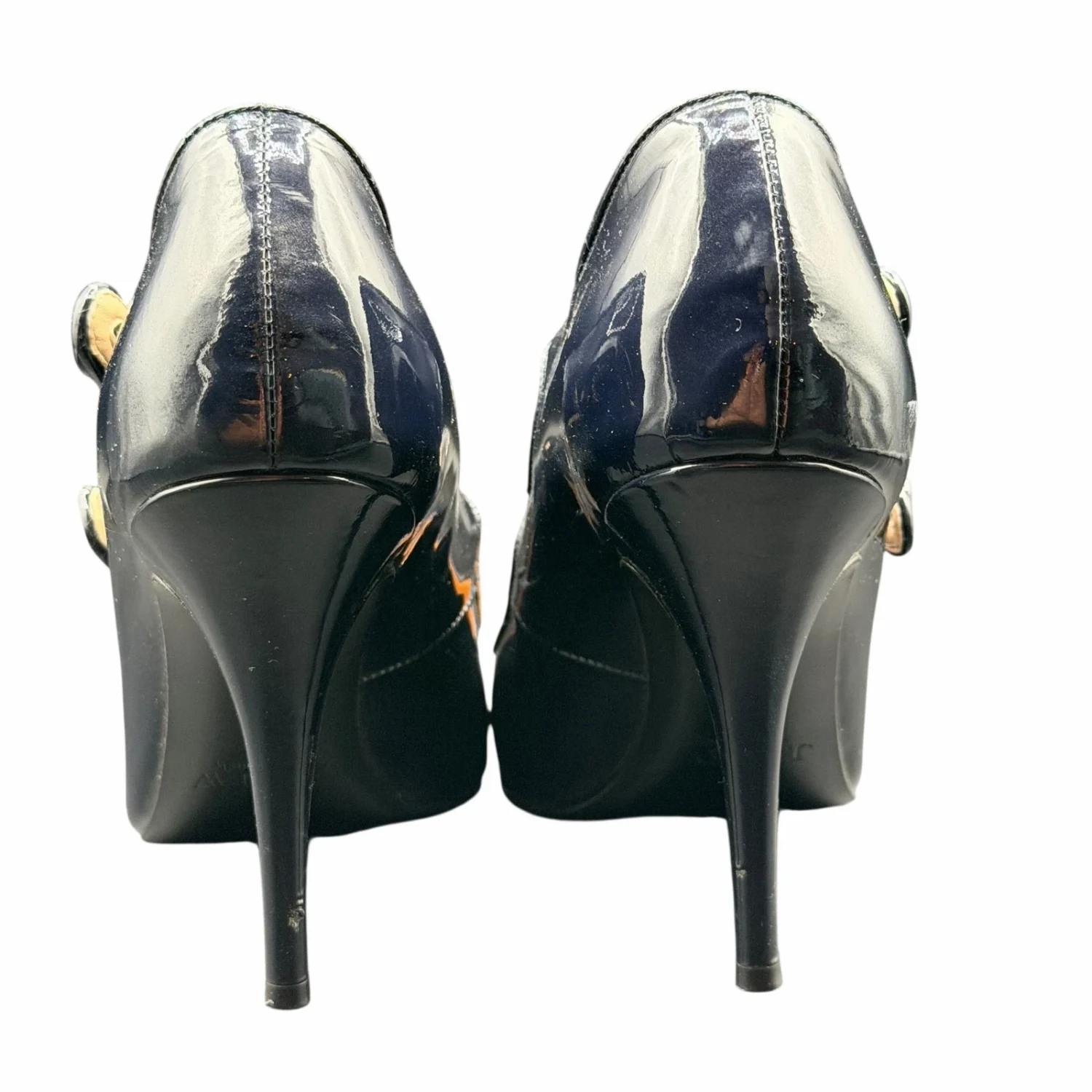 J.Crew Mona 海军蓝漆皮双带 Mary Jane 高跟鞋 8 码-