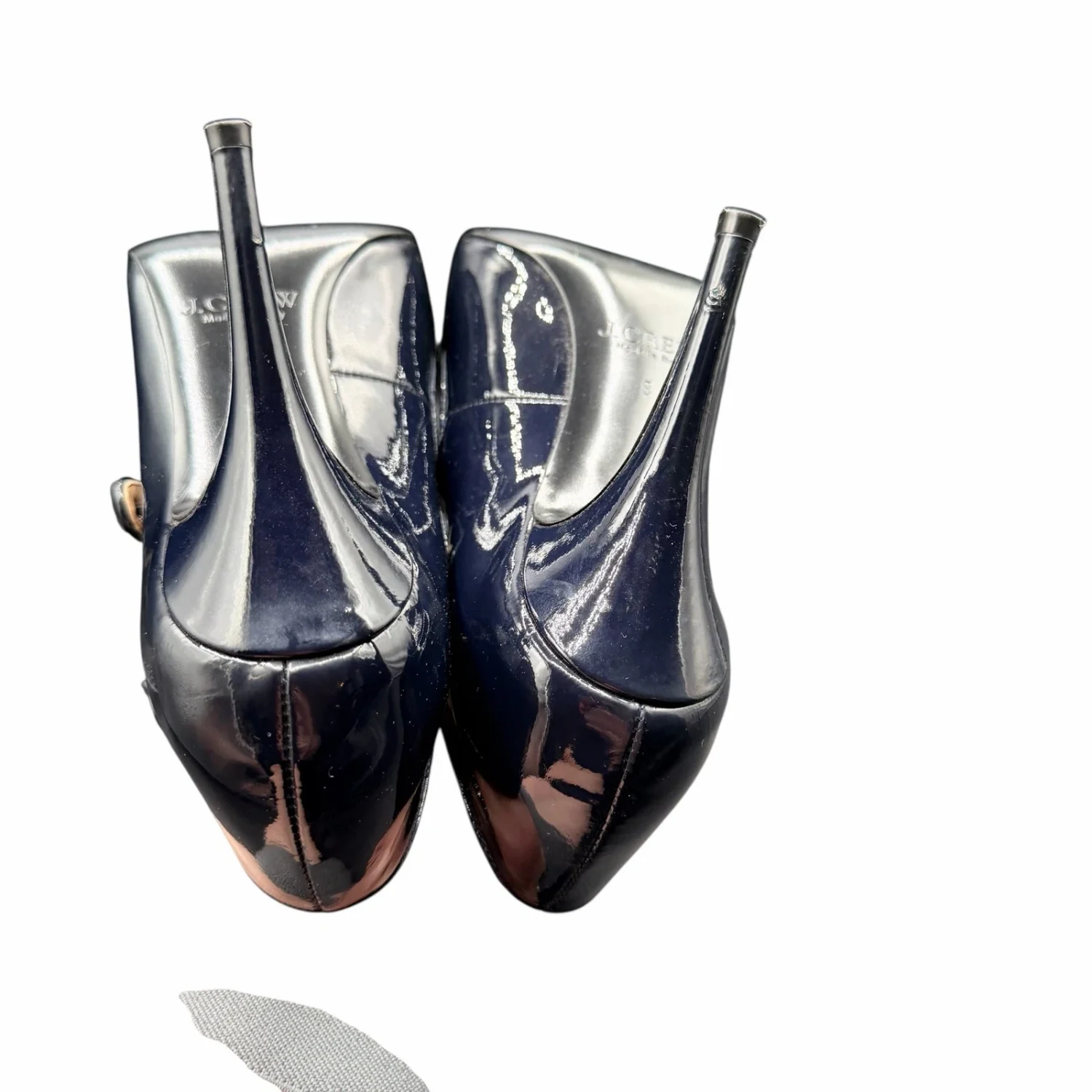 J.Crew Mona 海军蓝漆皮双带 Mary Jane 高跟鞋 8 码-