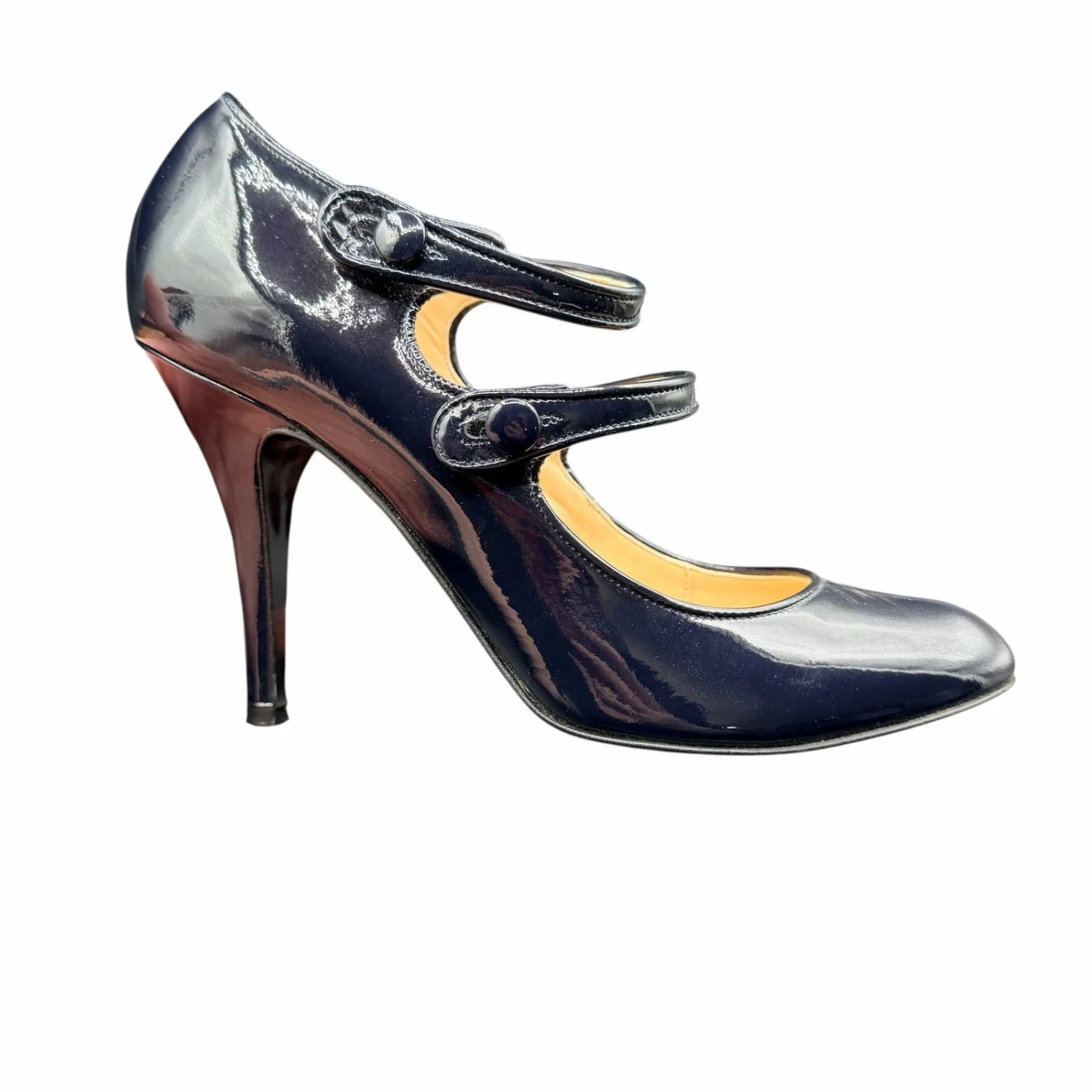 J.Crew Mona 海军蓝漆皮双带 Mary Jane 高跟鞋 8 码-
