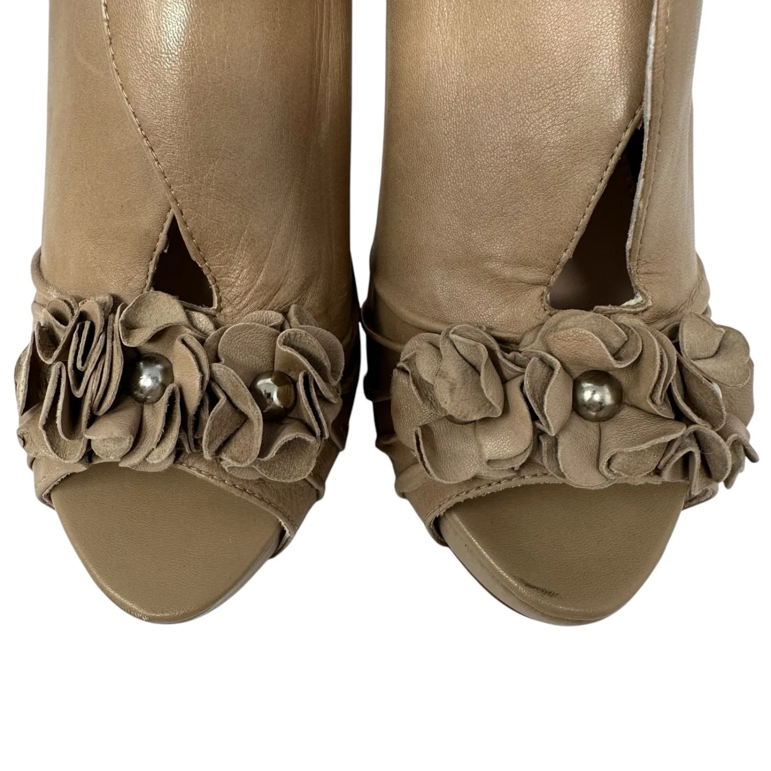 Vince Camuto Madelina 厚底短靴高跟鞋 8.5 玫瑰装饰裸体十字绣-