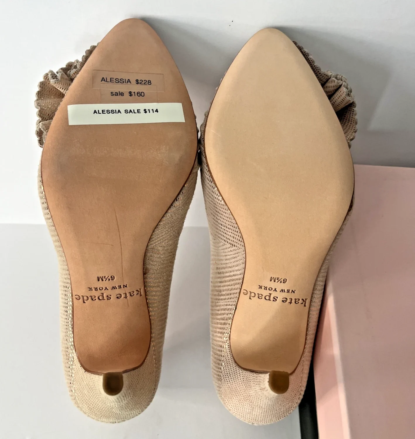 Kate Spade Alessia Ruffle 高跟鞋腮红女式 6.5 码-