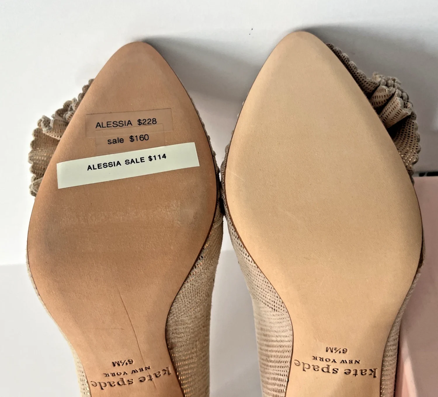 Kate Spade Alessia Ruffle 高跟鞋腮红女式 6.5 码-