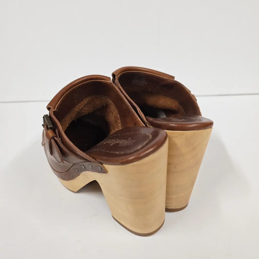 Madewell 女式棕色皮革流苏鞋跟穆勒鞋 5.5 码-