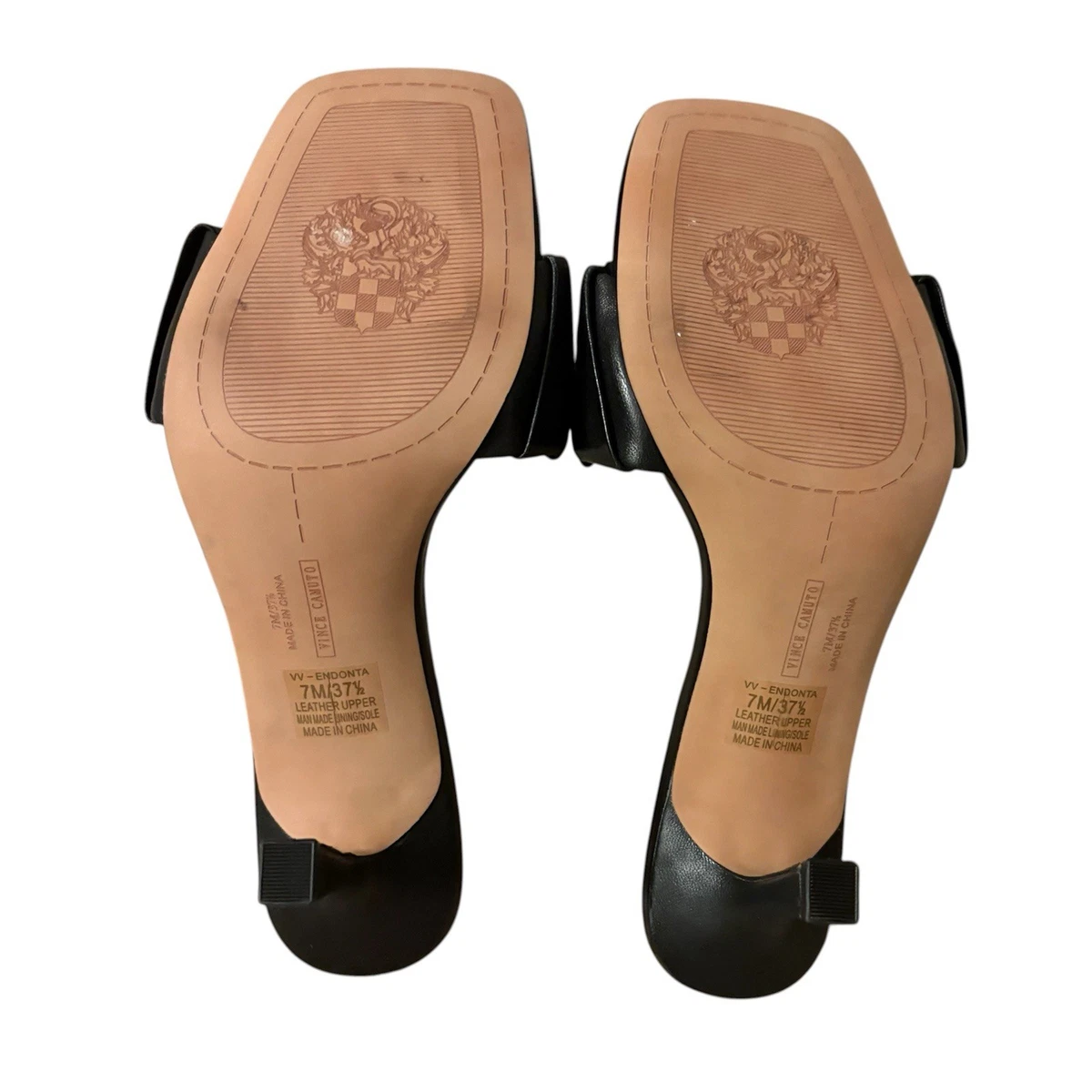 Vince Camuto Endonta 黑色皮革细跟凉鞋 7 码-