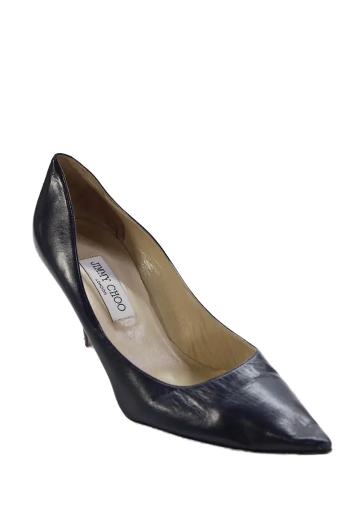 Jimmy Choo 女式皮革尖头高跟鞋海军蓝 41 11 码-