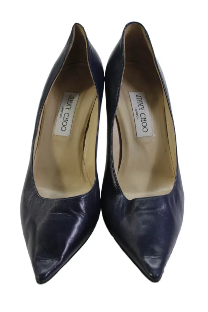 Jimmy Choo 女式皮革尖头高跟鞋海军蓝 41 11 码-
