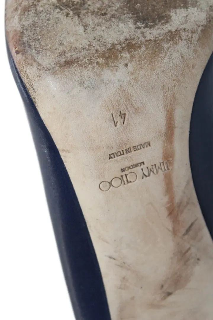 Jimmy Choo 女式皮革尖头高跟鞋海军蓝 41 11 码-