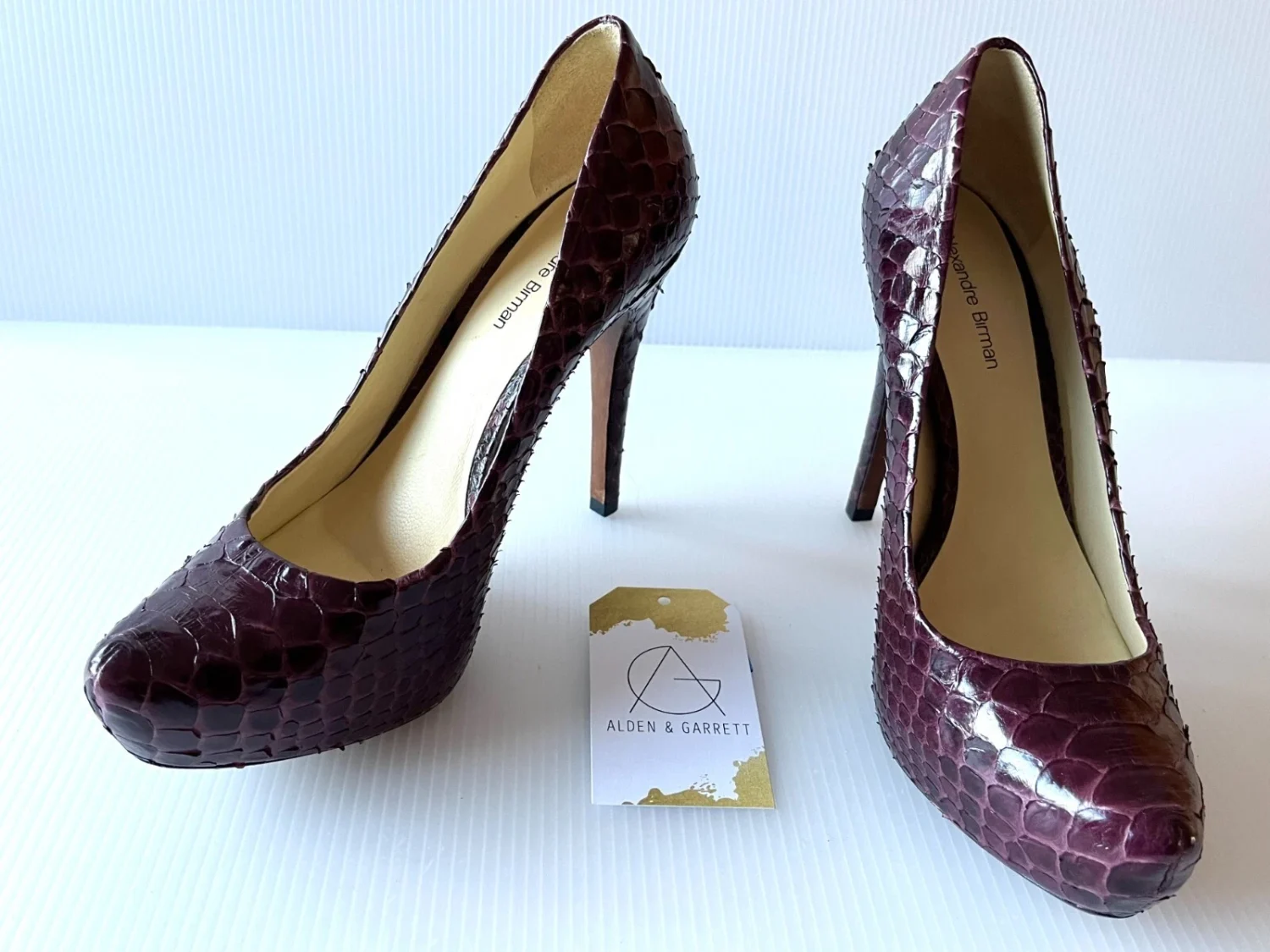 Alexandre Birman 紫色 Python 高跟鞋,尺寸 7(美国)-