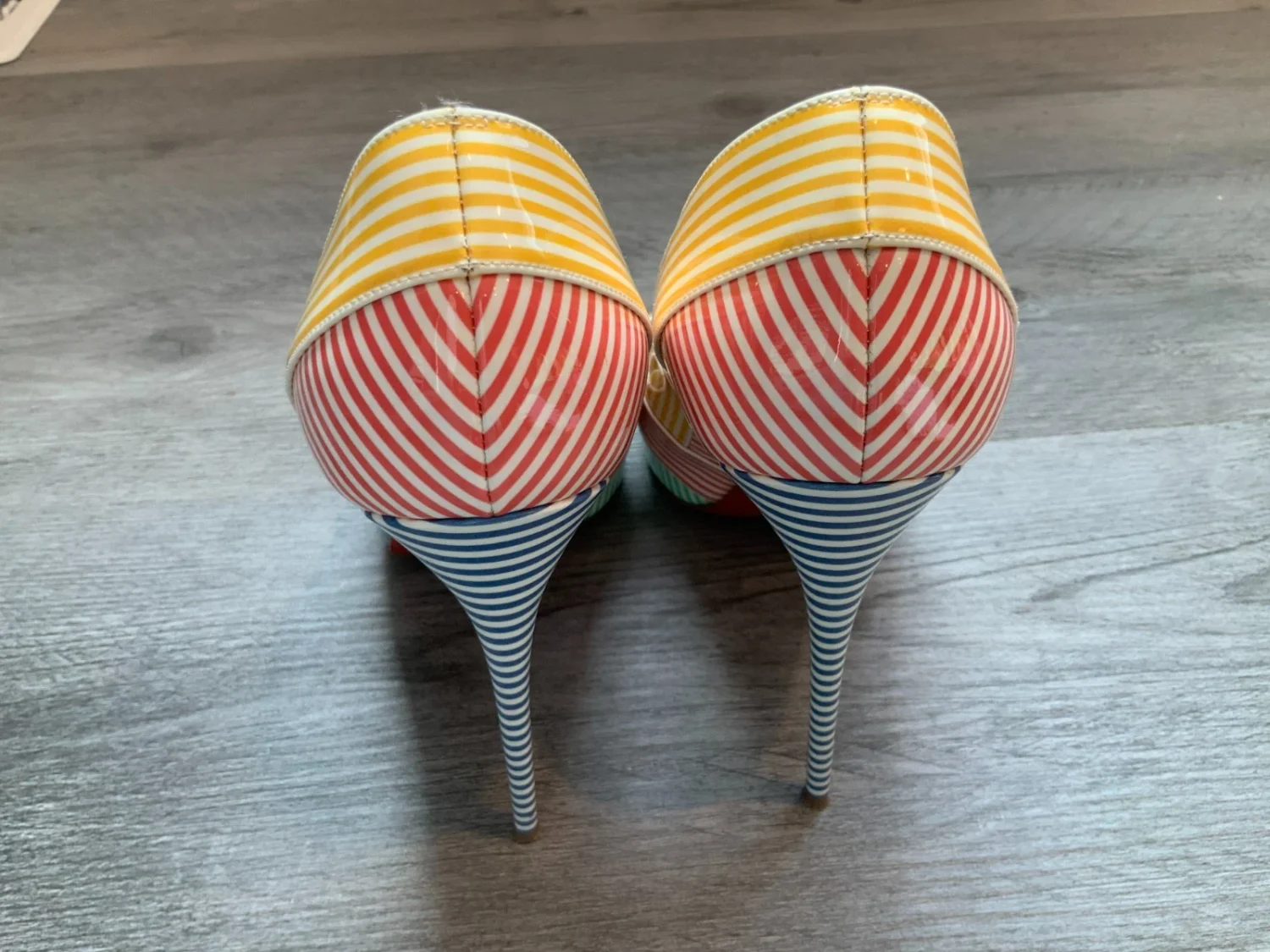 Christian Louboutin Marine Alta 120 条纹露趾高跟鞋,尺寸 38 | 8-
