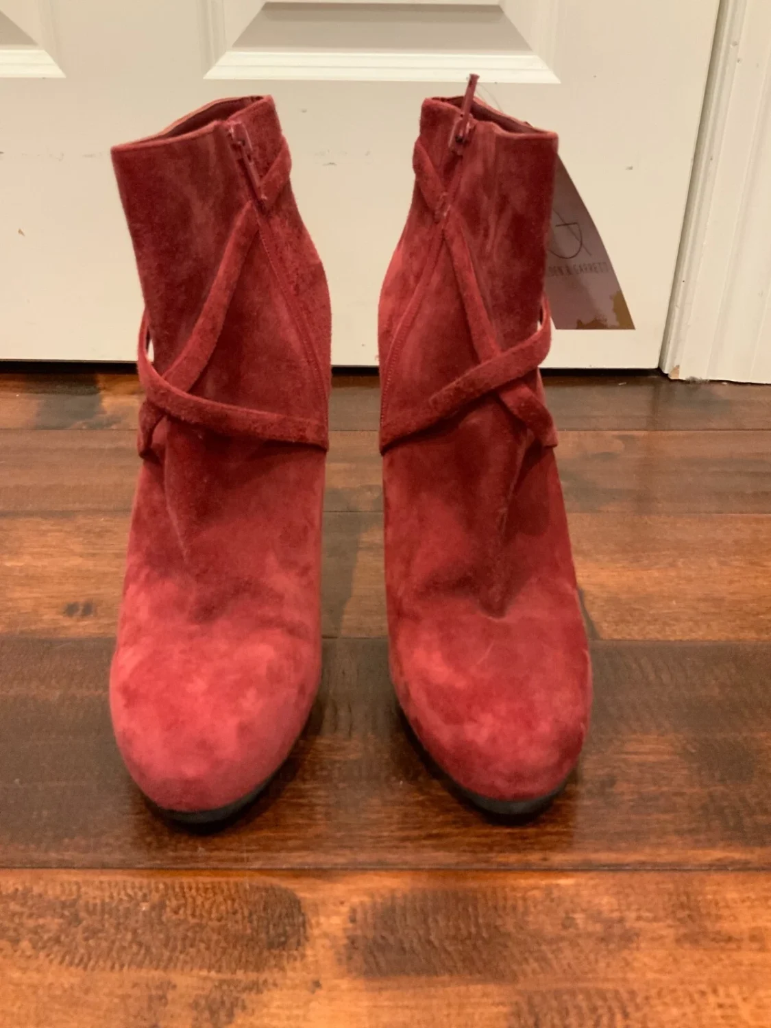 Bottega Venetta 红色麂皮绒皮革楔形高跟鞋,尺寸 40 | 10-