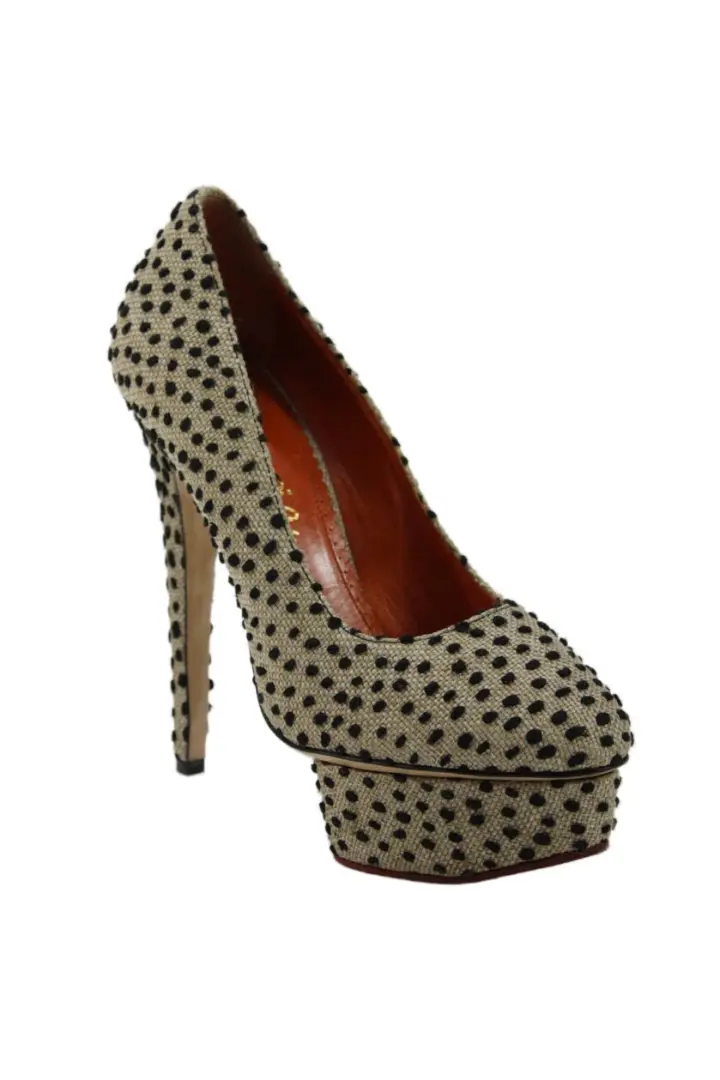 Charlotte Olympia 女式纹理厚底浅口鞋棕色 7 码-