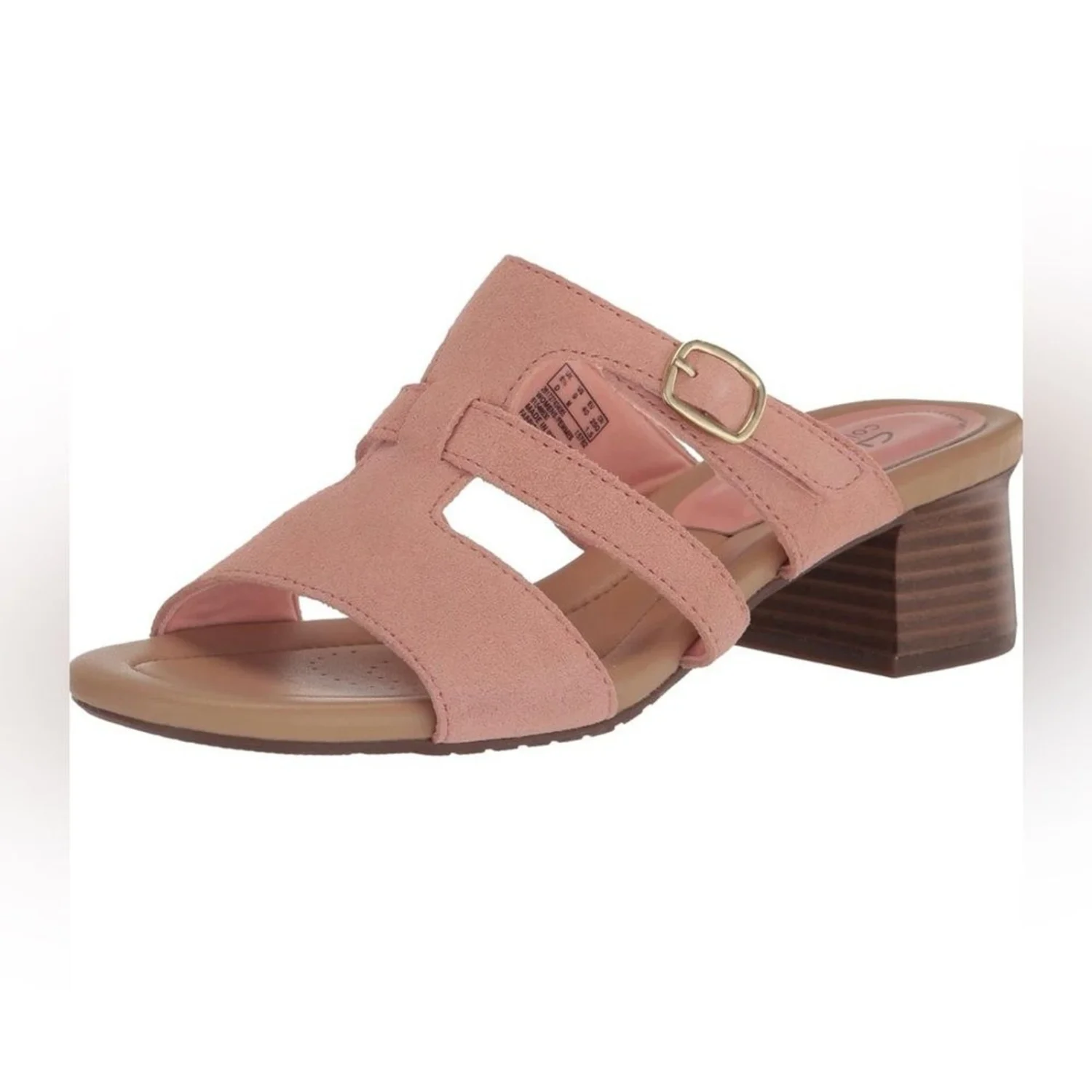 Clarks 高跟拖鞋凉鞋 Desirae Palm 粉色麂皮绒 6.5 码-