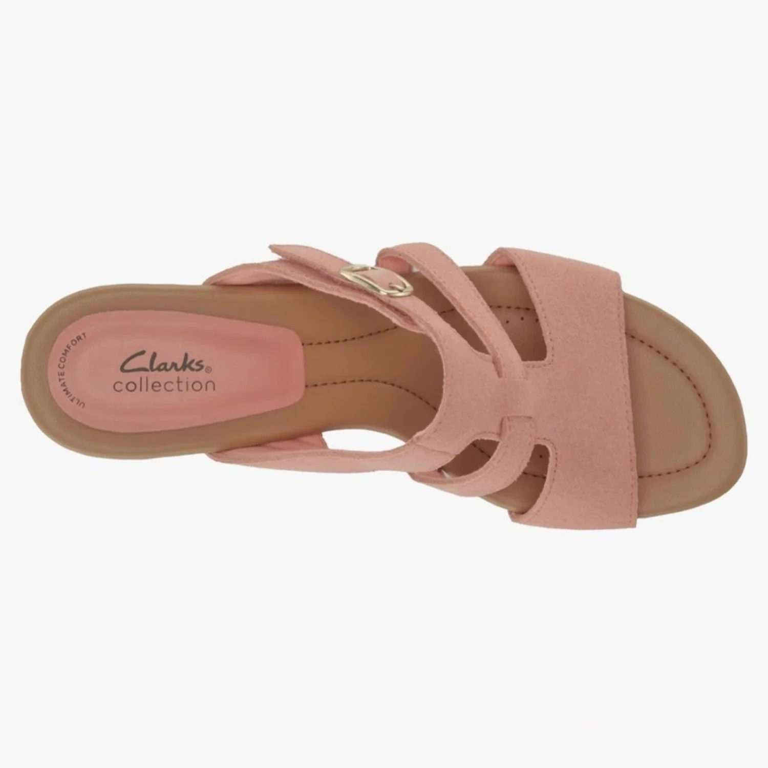 Clarks 高跟拖鞋凉鞋 Desirae Palm 粉色麂皮绒 6.5 码-