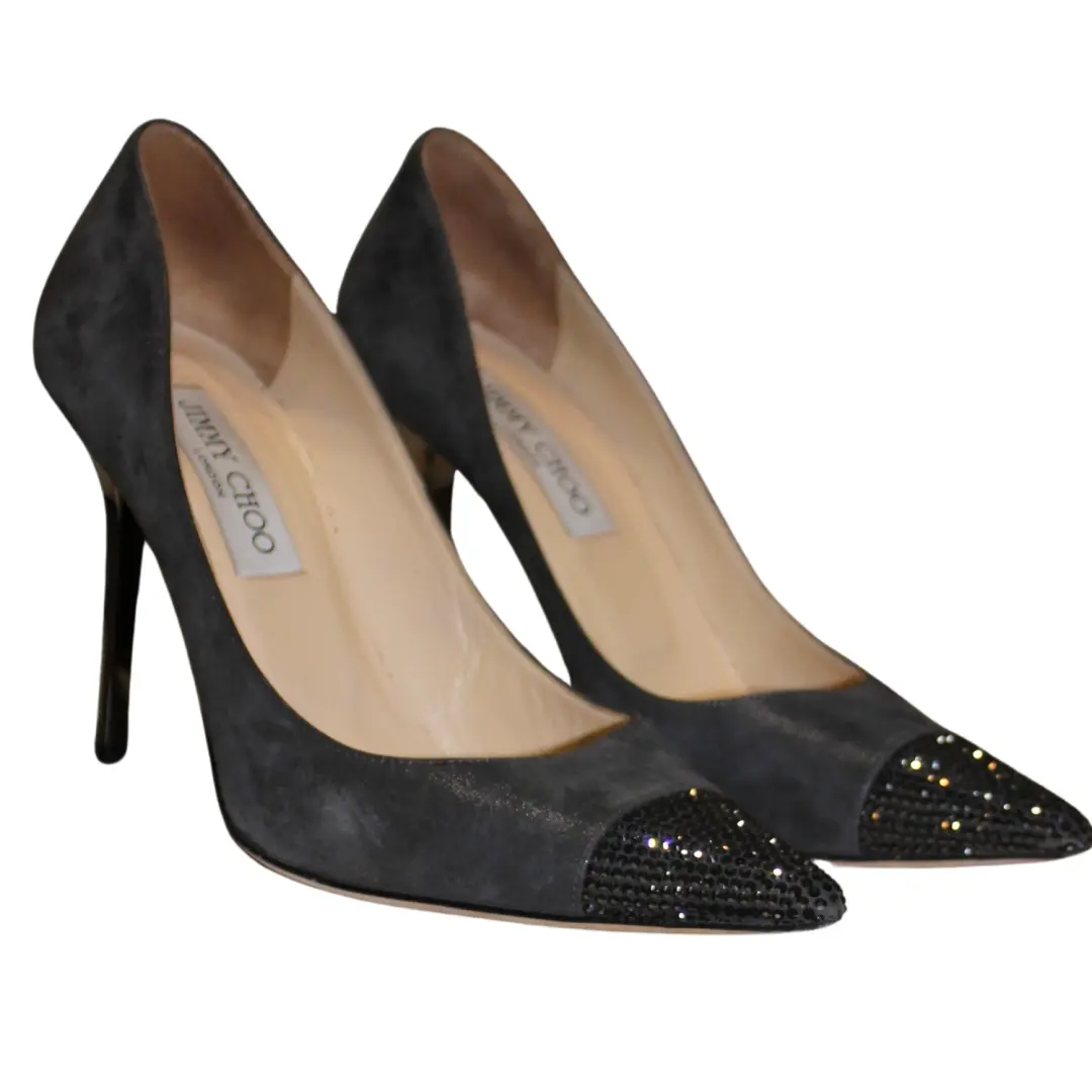Jimmy Choo Amika 珠光麂皮绒水晶高跟鞋 36.5-