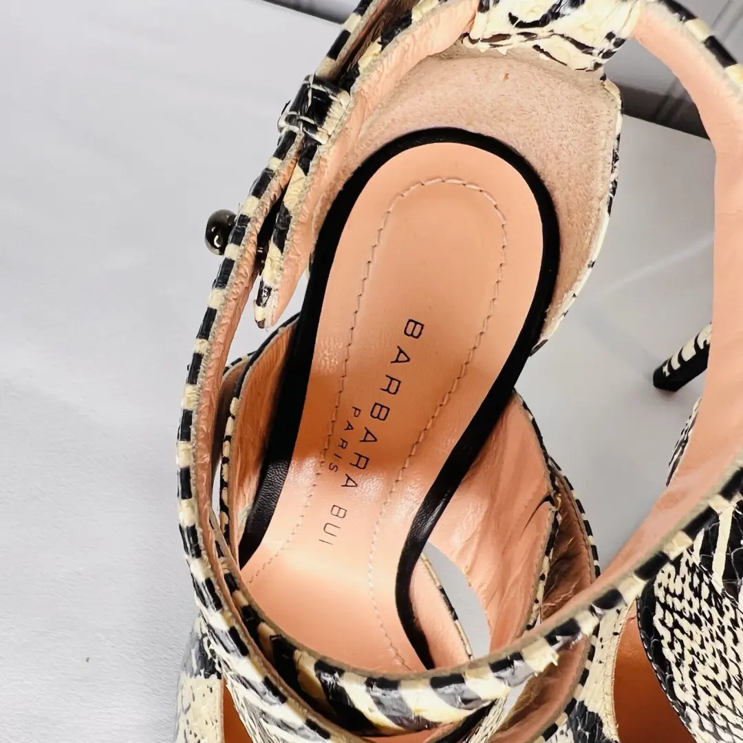 BARBARA BUI 尺寸 5.5 动物 Python 蛇皮尖头高跟鞋浅口靴 意大利-