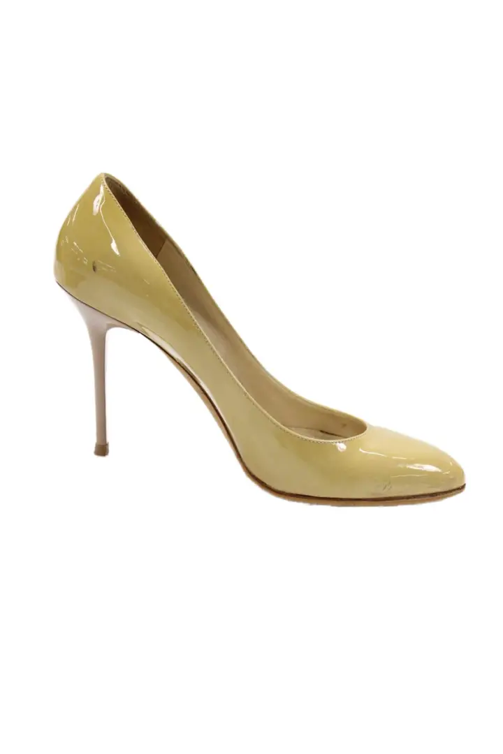 Jimmy Choo 女式漆皮圆头细高跟鞋黄色 37.5 欧元-