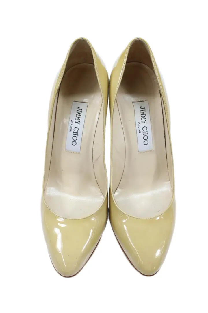 Jimmy Choo 女式漆皮圆头细高跟鞋黄色 37.5 欧元-