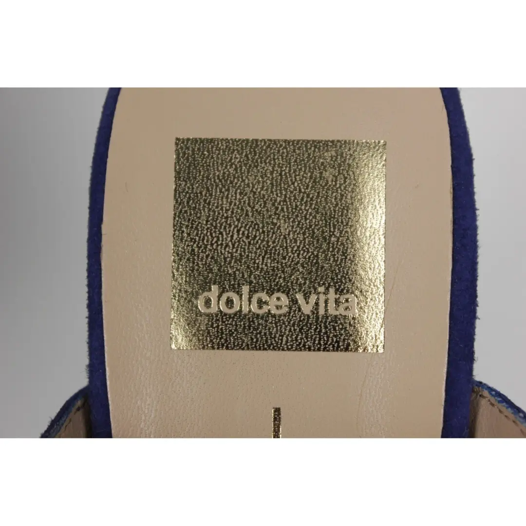 Dolce Vita 蓝色麂皮绒厚底凉鞋女式 8 码粗跟露趾-