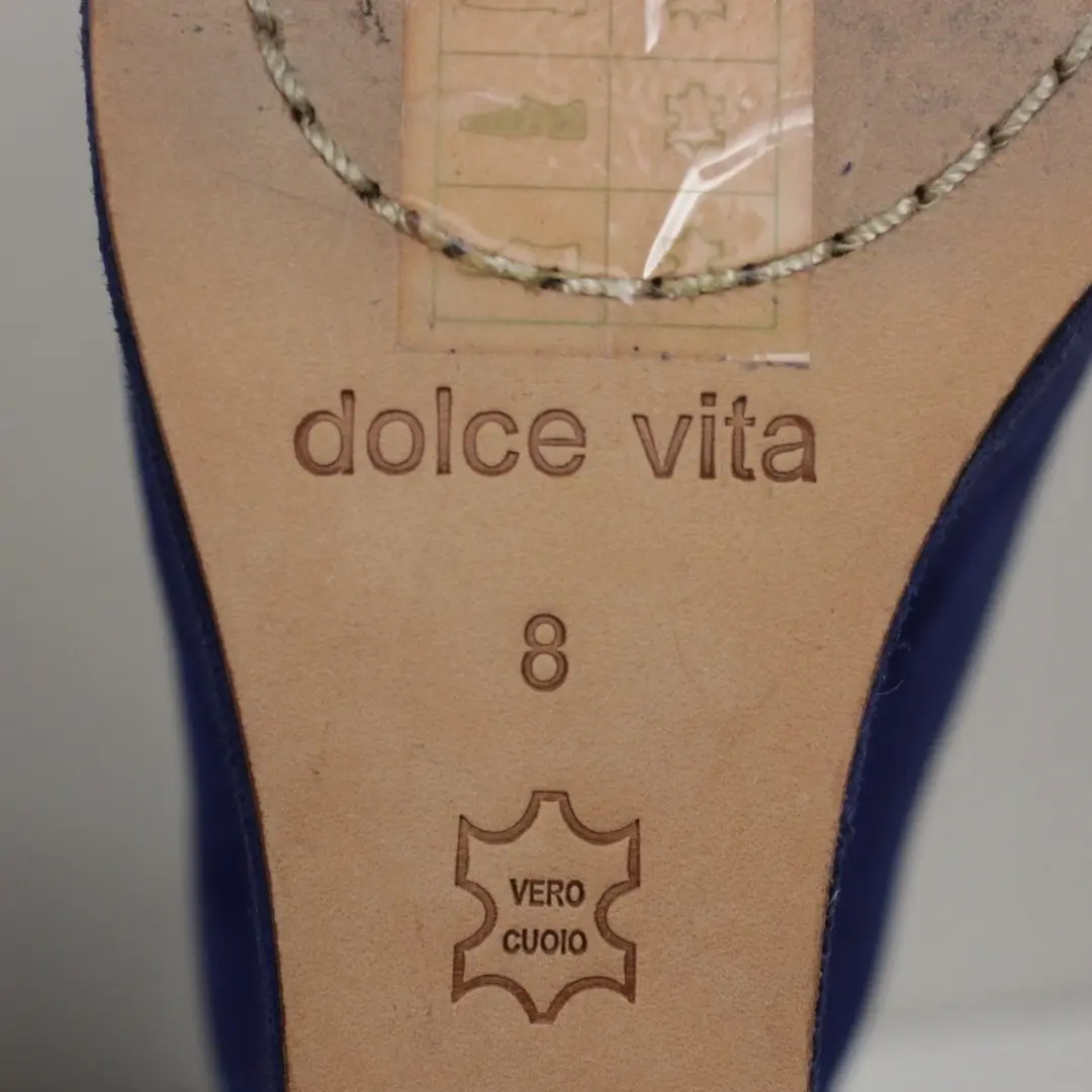 Dolce Vita 蓝色麂皮绒厚底凉鞋女式 8 码粗跟露趾-
