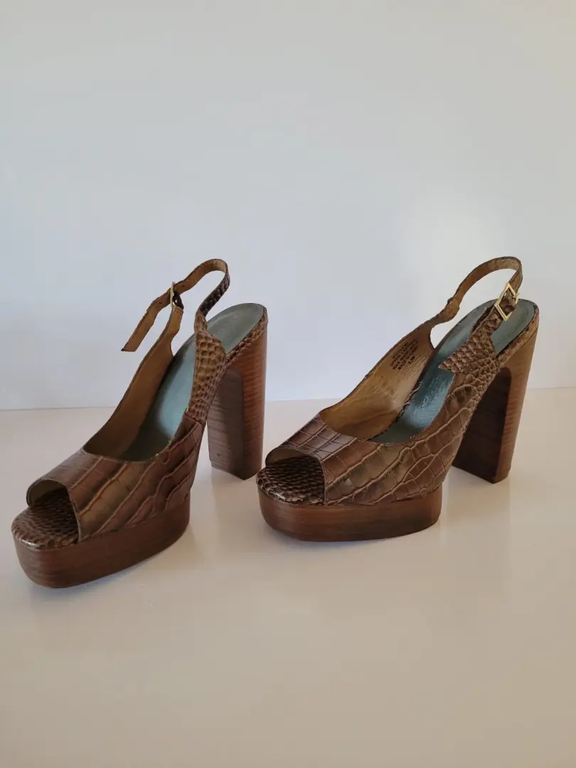 Jeffery Campbell Anthropologie Michlene 皮革鳄鱼厚底高跟鞋 9.5 码 -
