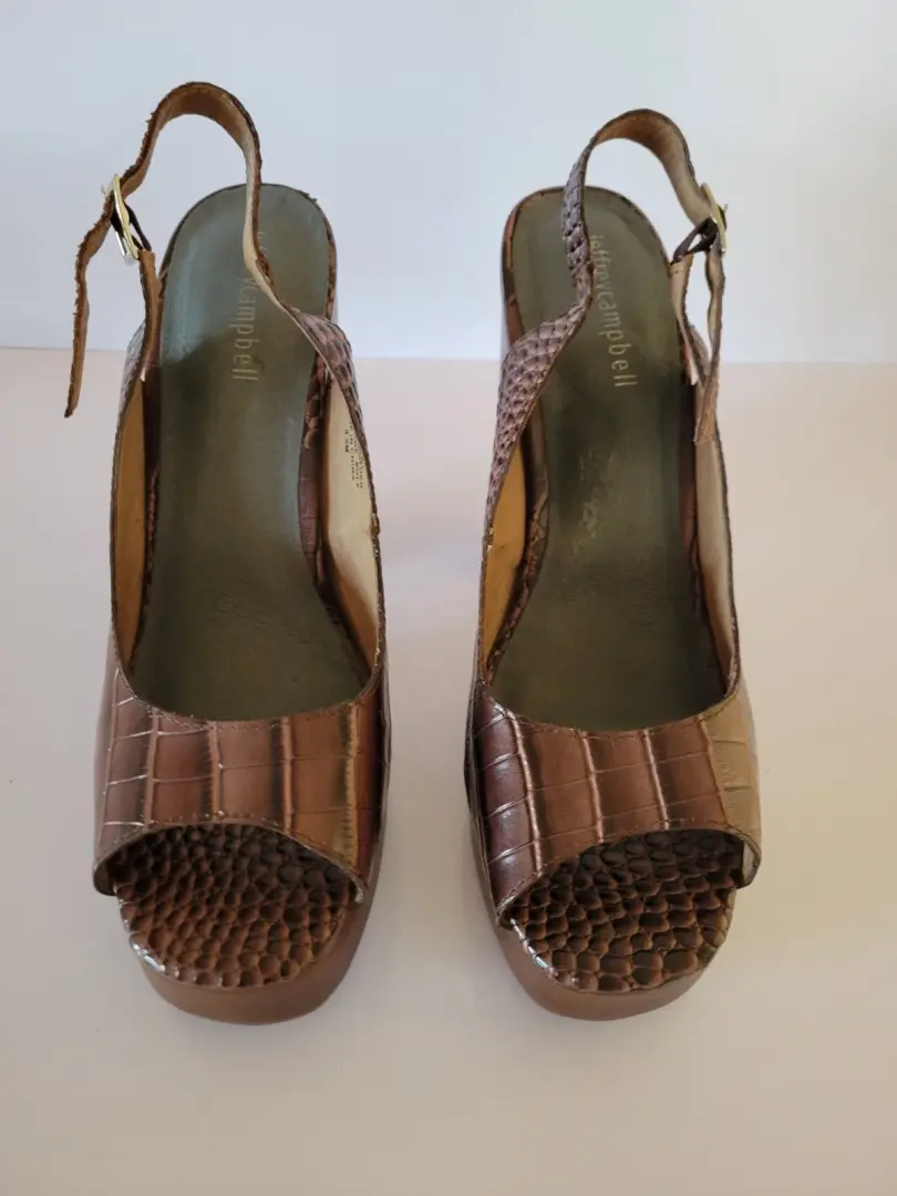 Jeffery Campbell Anthropologie Michlene 皮革鳄鱼厚底高跟鞋 9.5 码 -
