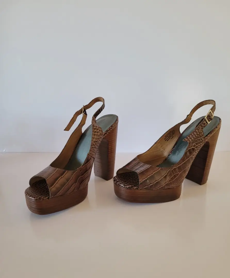Jeffery Campbell Anthropologie Michlene 皮革鳄鱼厚底高跟鞋 9.5 码 -