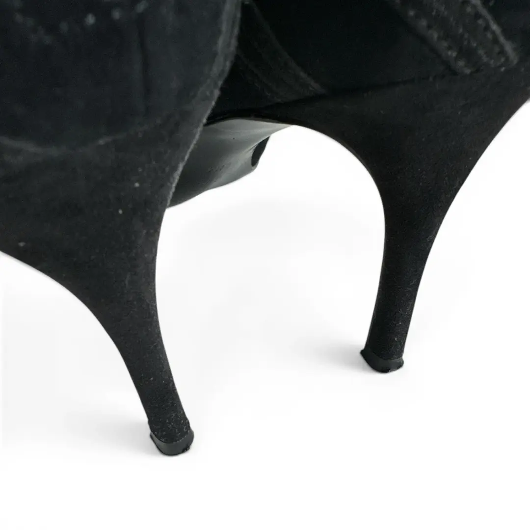 Nine West 女式黑色麂皮绒尖头系带高跟鞋 8.5 码二手状况完好-