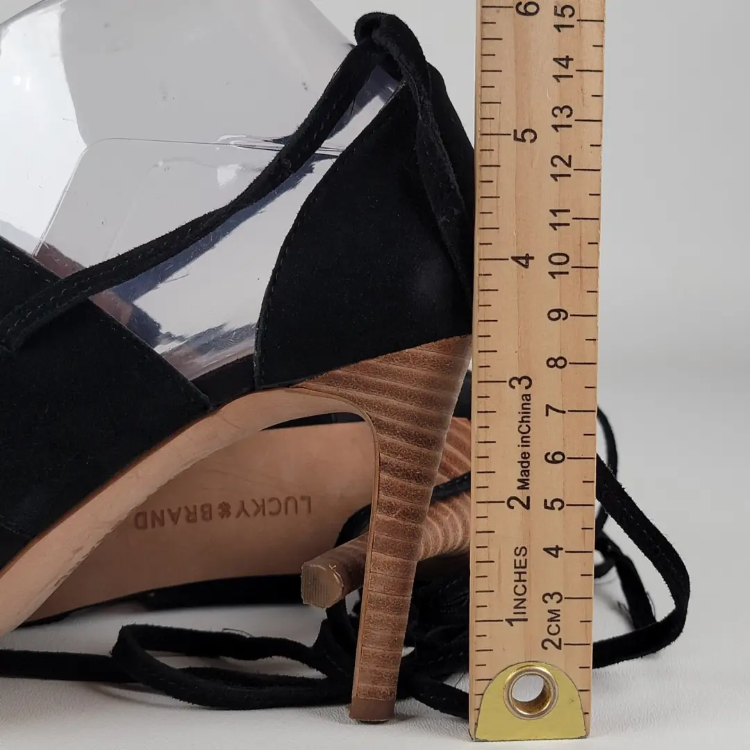 Lucky Brand Salana 女式黑色麂皮绒高跟鞋 6 M 码-