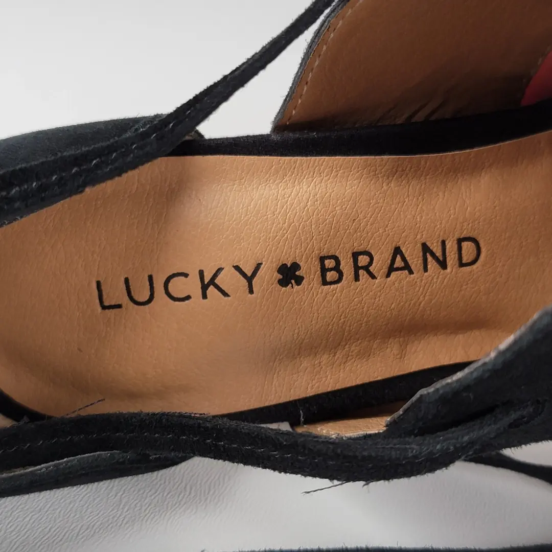 Lucky Brand Salana 女式黑色麂皮绒高跟鞋 6 M 码-