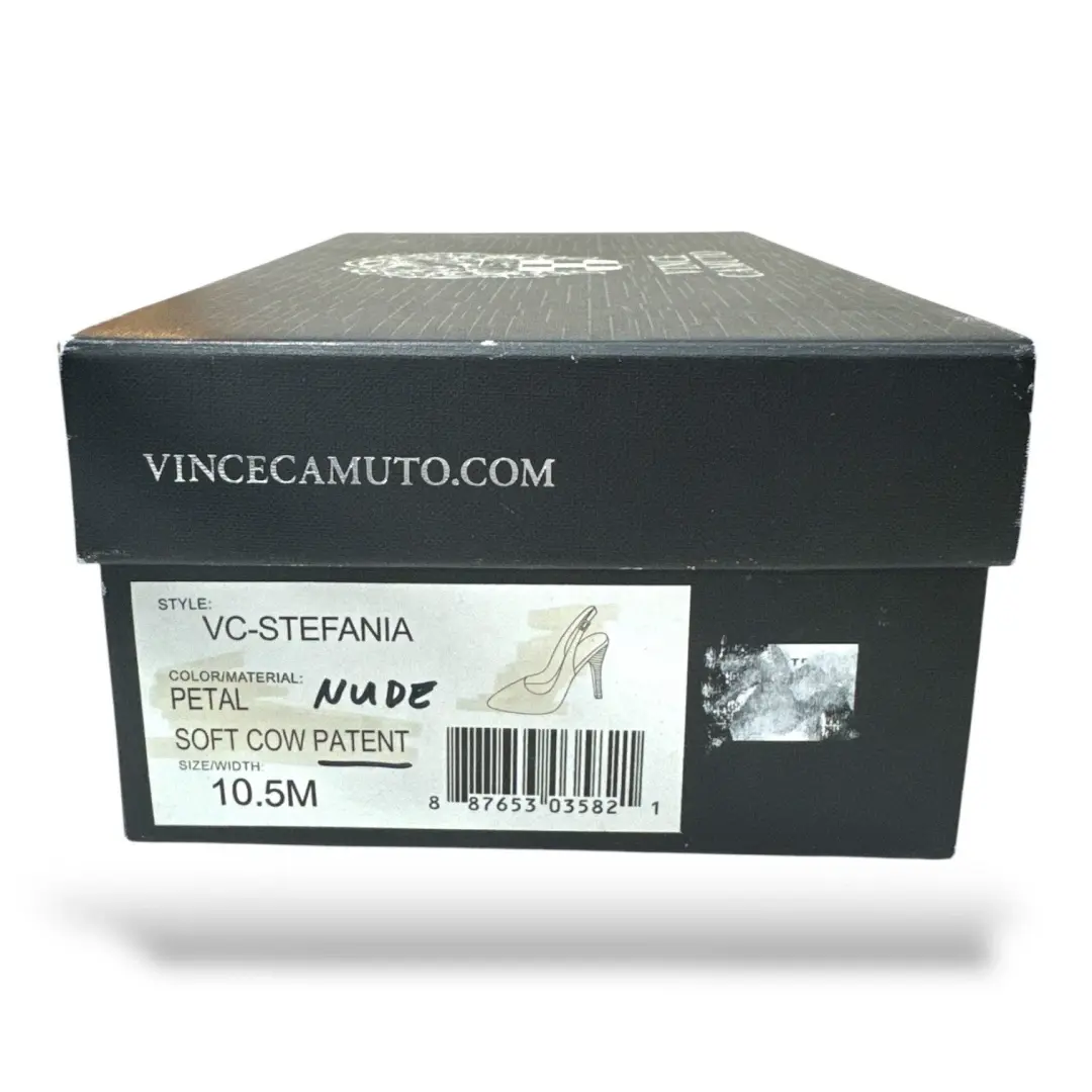 Vince Camuto Stefania Slingback 泵花瓣裸色漆皮高跟鞋 10.5 米 二手状况完好-