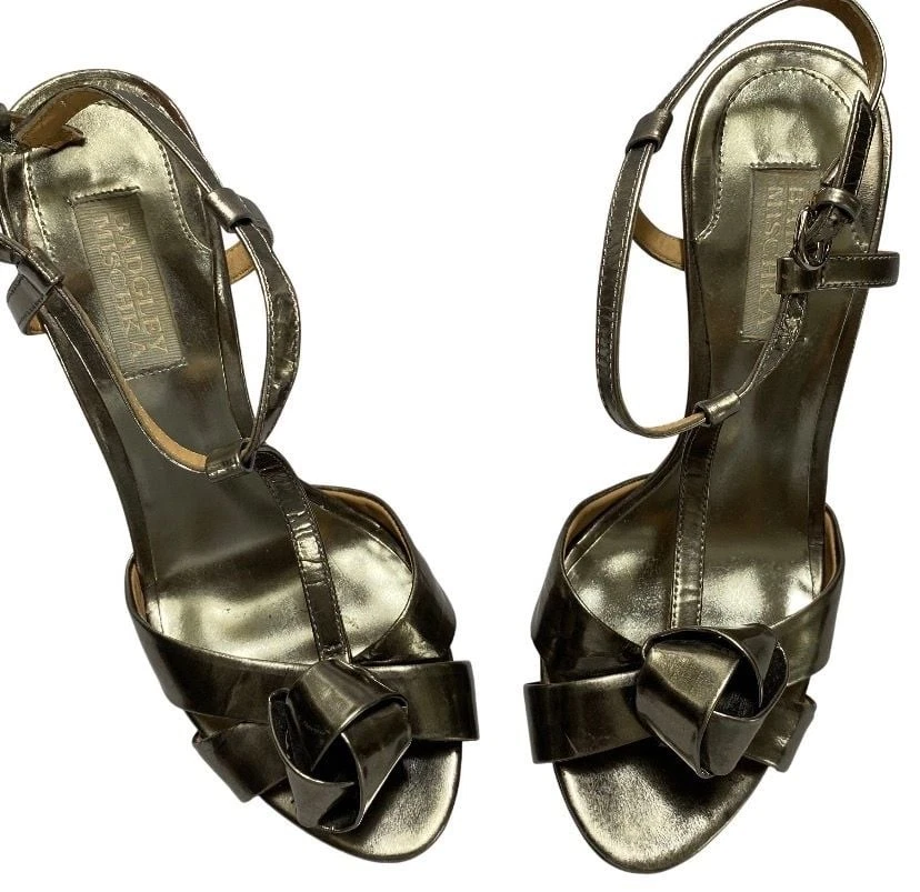 Badgley Mischka 金属青铜结 T 型带高跟鞋 7M 码-