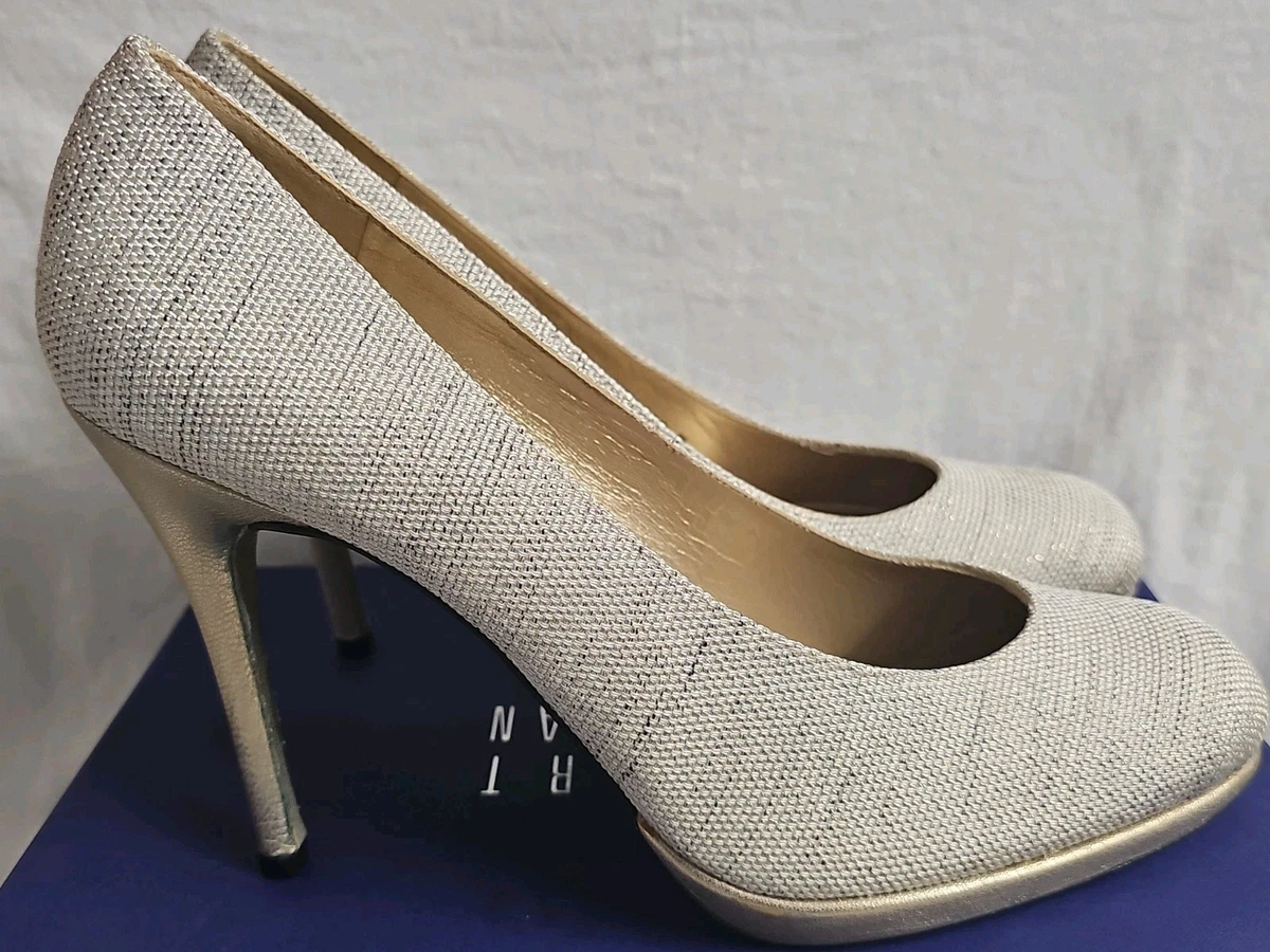 Stuart Weitzman Platswoon 系列 Platino 粗花呢亚麻 12M 码-