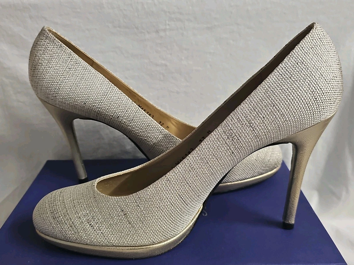 Stuart Weitzman Platswoon 系列 Platino 粗花呢亚麻 12M 码-