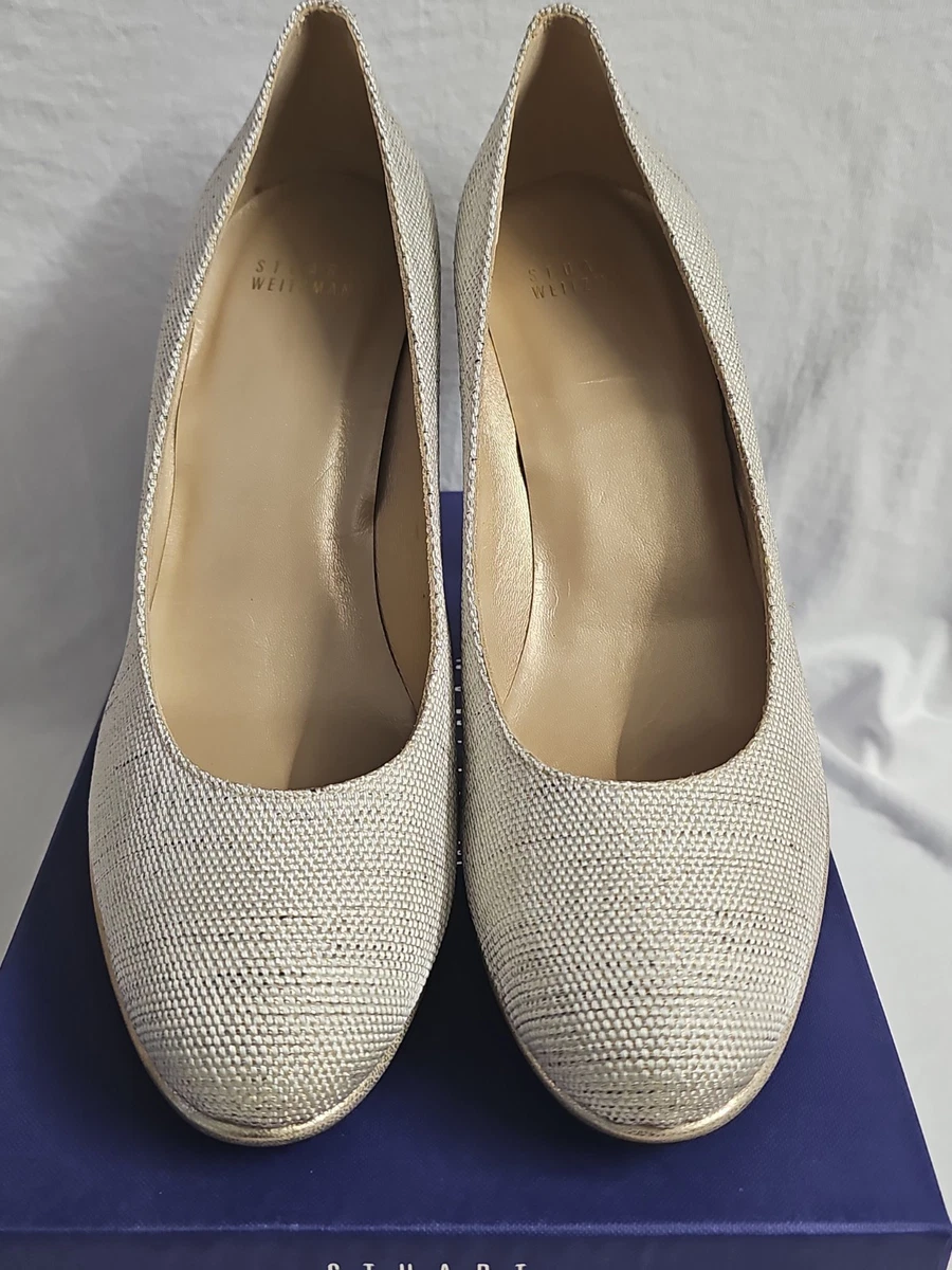 Stuart Weitzman Platswoon 系列 Platino 粗花呢亚麻 12M 码-