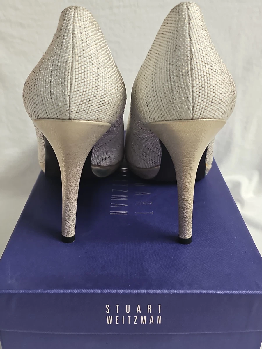 Stuart Weitzman Platswoon 系列 Platino 粗花呢亚麻 12M 码-