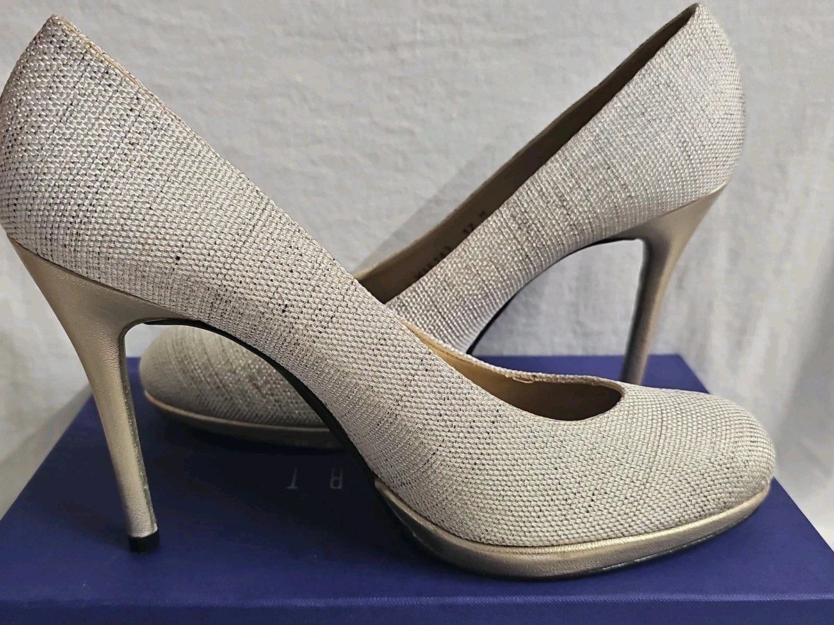 Stuart Weitzman Platswoon 系列 Platino 粗花呢亚麻 12M 码-