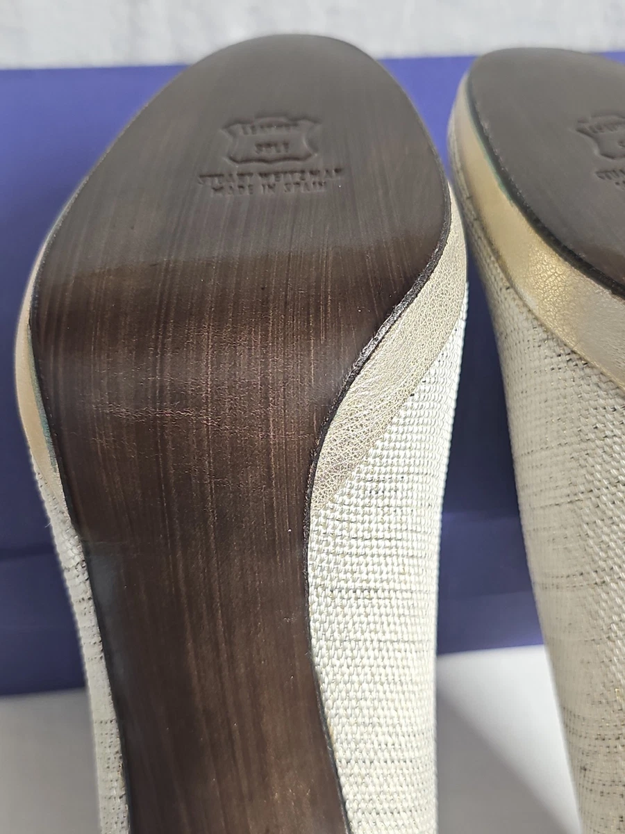 Stuart Weitzman Platswoon 系列 Platino 粗花呢亚麻 12M 码-
