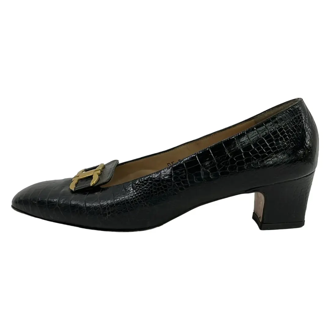 Salvatore Ferragamo女式黑色皮革高跟鞋-