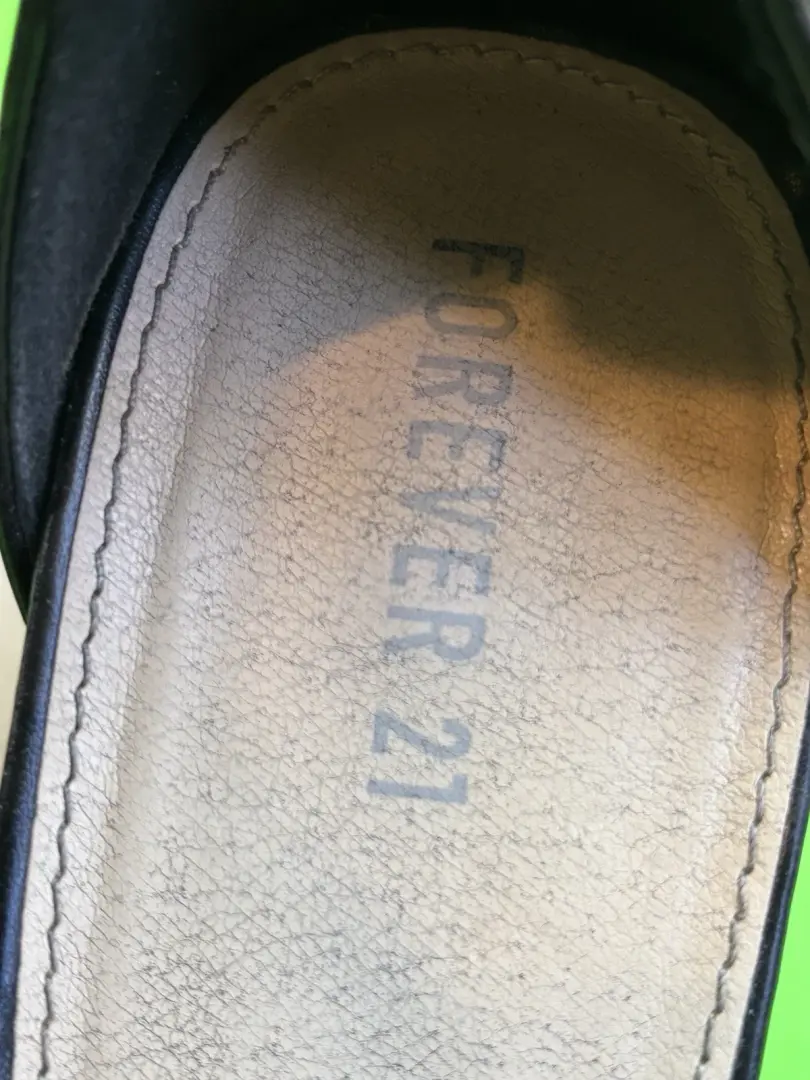 Forever 21 黑色肩带露趾透明厚底高跟鞋拉链后背尺寸 11M-