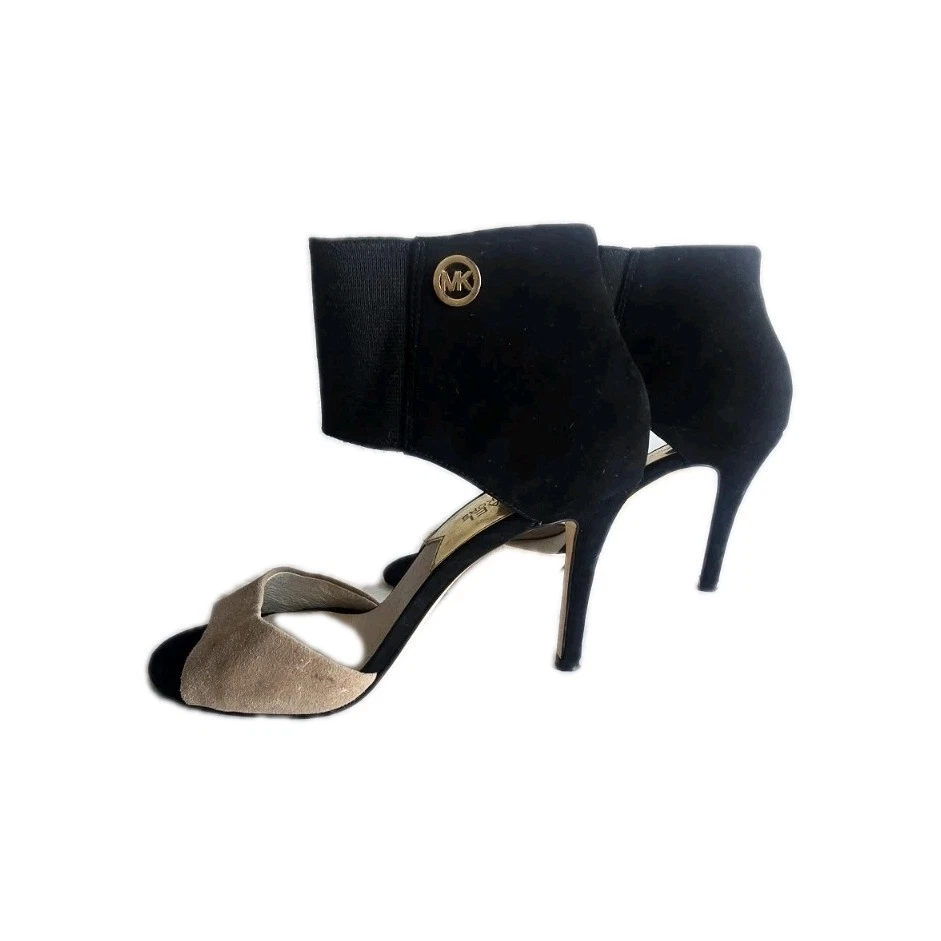 Michael Kors 女式鞋高跟鞋黑色米色露趾尺码 US 7.5 EU 37.5 -
