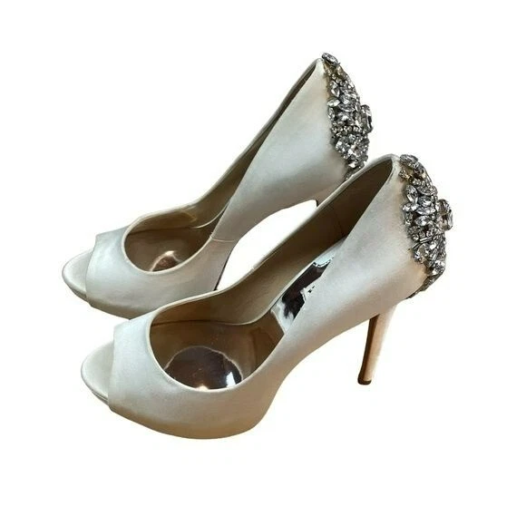 Bagley Mischa Kiara 露趾泵象牙缎水钻 8.5-
