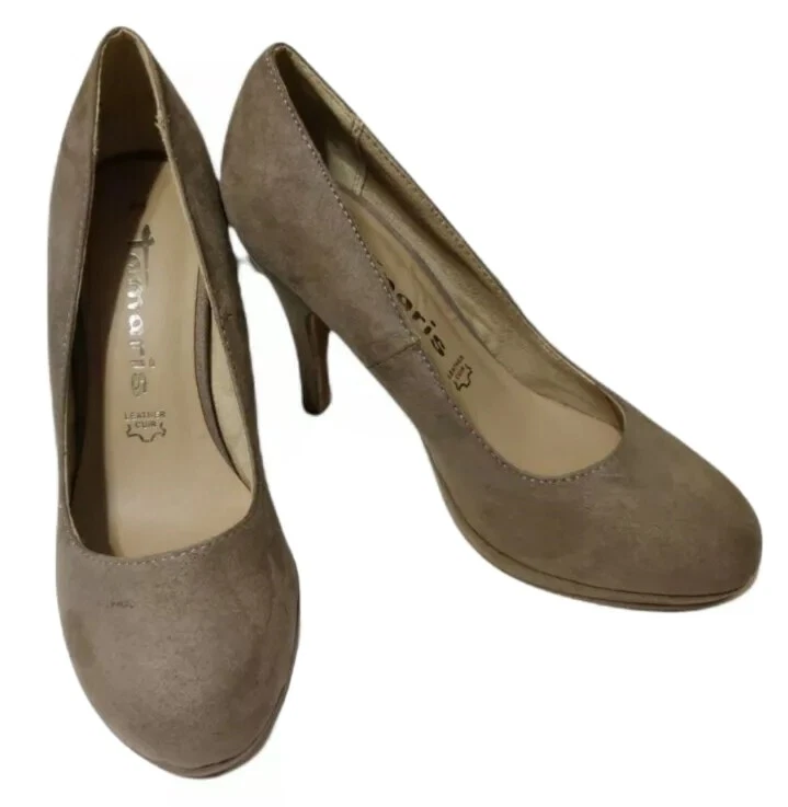 TAMARIS Wortmann KG Taupe 真麂皮绒裸色平台泵 36 欧盟德国制造-